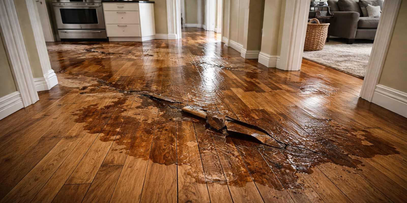 water damaged hardwood floor NYC before and after